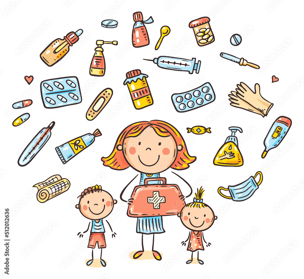 Set of first aid kit clipart illustration