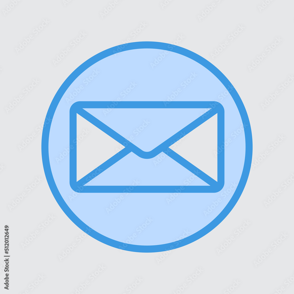 Email icon in blue style about user interface, use for website mobile app presentation Email icon in blue style about user interface, use for website mobile app presentation