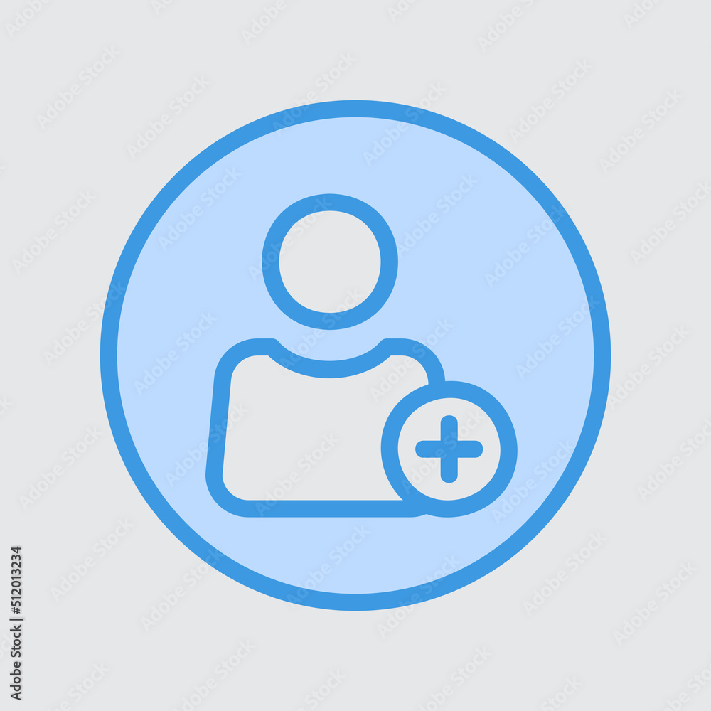 Add user icon in blue style about user interface, use for website mobile app presentation Add user icon in blue style about user interface, use for website mobile app presentation