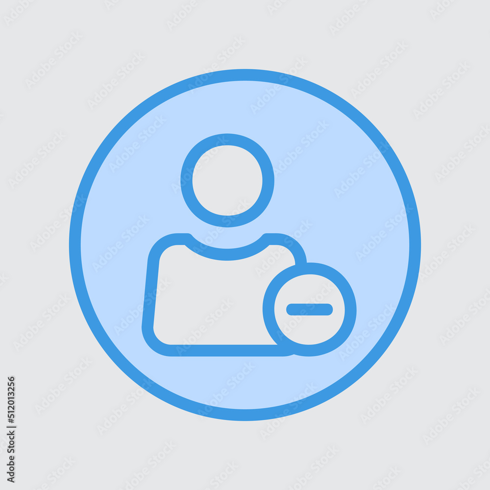 Delete user icon in blue style about user interface, use for website mobile app presentation Delete user icon in blue style about user interface, use for website mobile app presentation