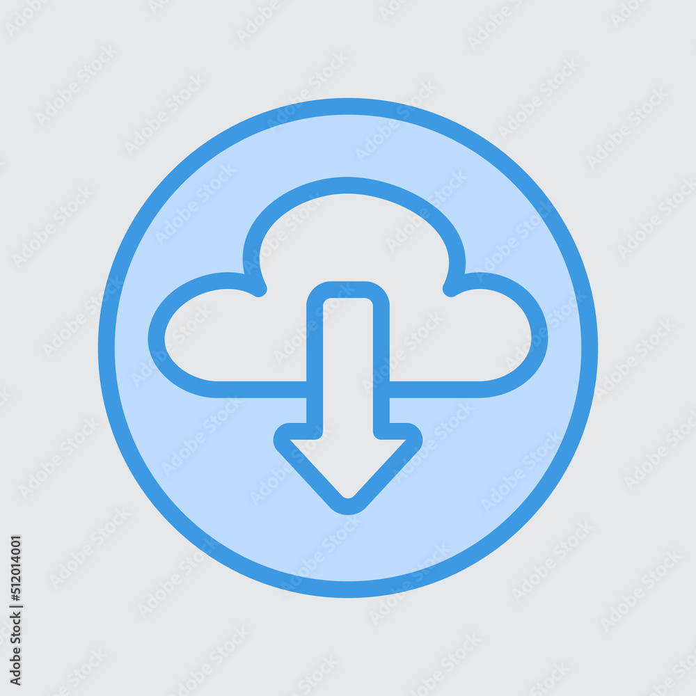 Cloud download icon in blue style about user interface, use for website mobile app presentation Cloud download icon in blue style about user interface, use for website mobile app presentation