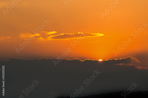 Natural sunset Sunrise landscape under a picturesque colorful sky at sunset. orange sky at sunset