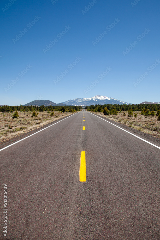 Long road off into the distance towards the horizon in the USA	