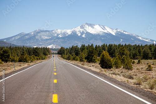 Long road off into the distance towards the horizon in the USA 