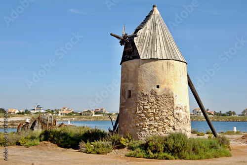 Historic windmill in La Manga, Mar Menor, Murcia - Spain 