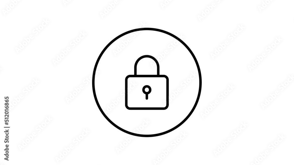 Closed lock line icon inside circle, security, closed blocked, line icon video animation. Closed lock line icon inside circle, security, closed blocked, line icon video animation.