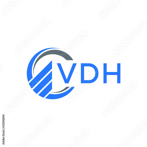 VDH Flat accounting logo design on white background. VDH creative initials Growth graph letter logo concept. VDH business finance logo design.  photo