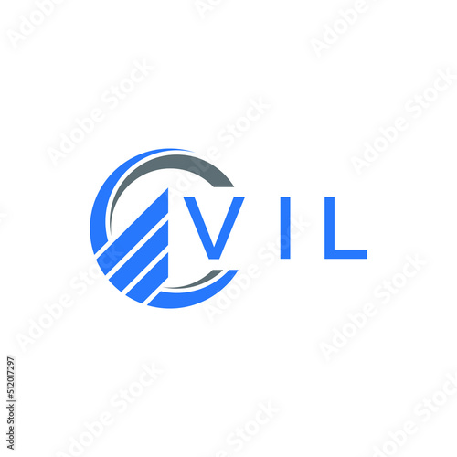 VIL Flat accounting logo design on white background. VIL creative initials Growth graph letter logo concept. VIL business finance logo design.  photo