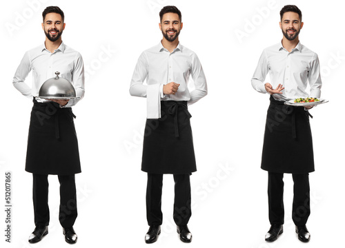 Set of handsome waiter isol...