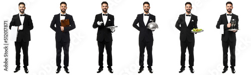 Set of handsome waiter isol...