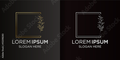 luxury hand drawn floral decoration design logo