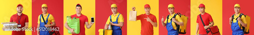 Set of couriers of food del...