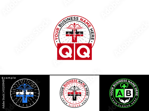 Unique QQ Logo Letter Vector, Letter Qq qq Logo Icon Design For Doctors