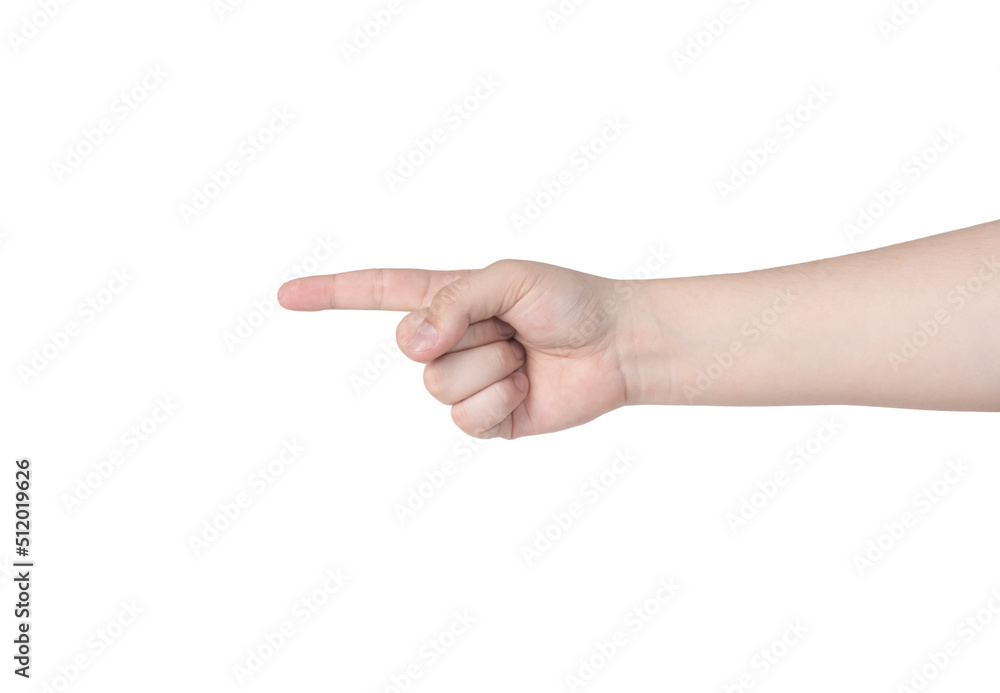 Human hand pointing with finger isolated on white background. Human hand pointing with finger isolated on white background.