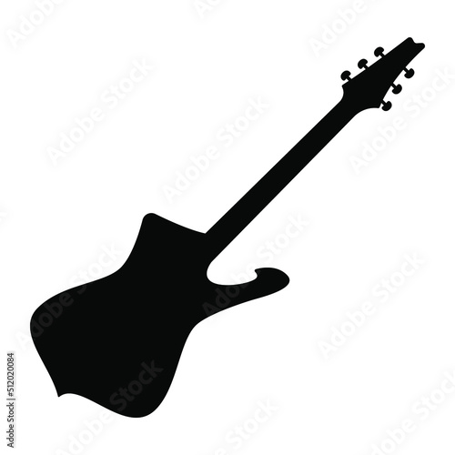 Electric bass guitar icon. Black silhouette of guitar. Music instrument icon isolated. Vector illustration.