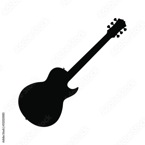 Electric bass guitar icon. Black silhouette of guitar. Music instrument icon isolated. Vector illustration.