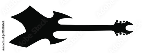 Electric bass guitar icon. Black silhouette of guitar. Music instrument icon isolated. Vector illustration.