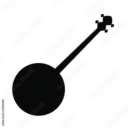 Banjo icon. Black banjo symbol isolated. Musical instrument icon. Vector illustration.