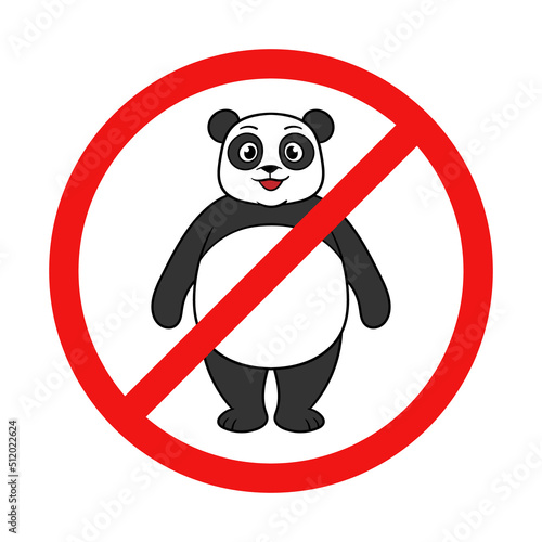 No Panda Sign on White Background