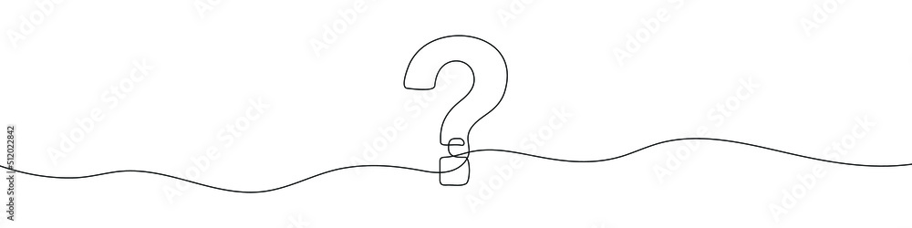 Question mark linear background. One continuous line drawing of question mark. Vector illustration. Question mark isolated - obrazy, fototapety, plakaty 