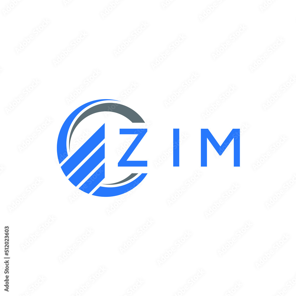 ZIM Flat accounting logo design on white background. ZIM creative initials Growth graph letter logo concept. ZIM business finance logo design.  - obrazy, fototapety, plakaty 