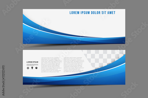 Flyer template with blue waves on both sides. business stand banner template design with minimalist style use for product publication