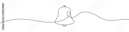 Linear background of bell. One continuous line drawing of a bell. Vector illustration. Bell icon isolated