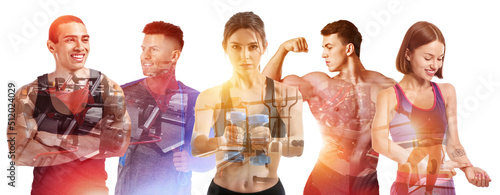 Double exposure of sporty p...