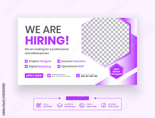 We are hiring job vacancy Webinar, Or  Promotional Online Seminar Web Banner Template Design