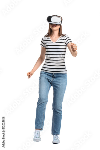 Pretty young woman in VR gl...