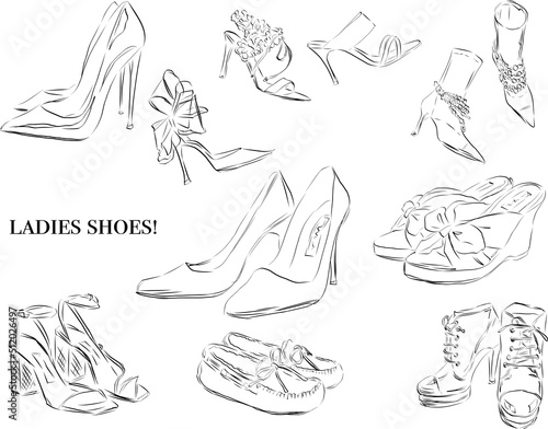レディースシューズセット　線画