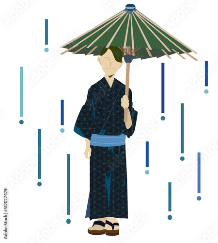 和服を着て和傘を差した人物