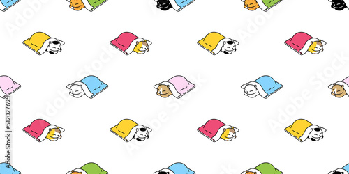 cat seamless pattern calico kitten sleeping blanket vector neko breed character cartoon pet repeat wallpaper tile background animal doodle illustration scarf isolated design