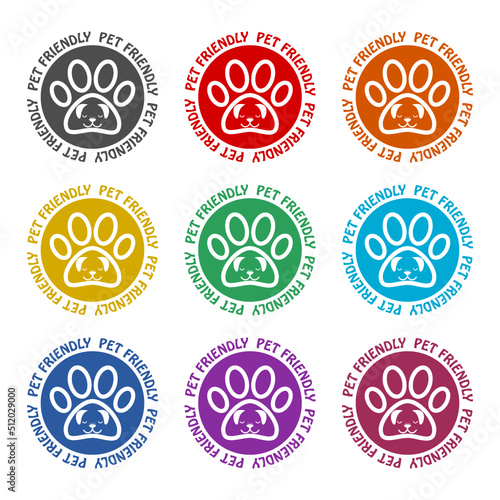  Pet friendly icon isolated on white background. Set icons colorful