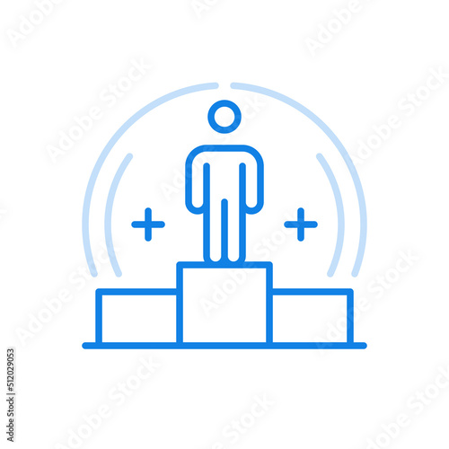 Competition winner vector line icon. Achieving first place with victory award.