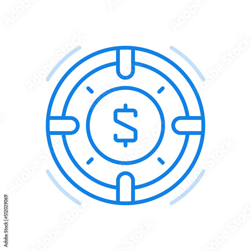 Marketing targeting investment vector line icon. Cash transactions and banking favorable services.