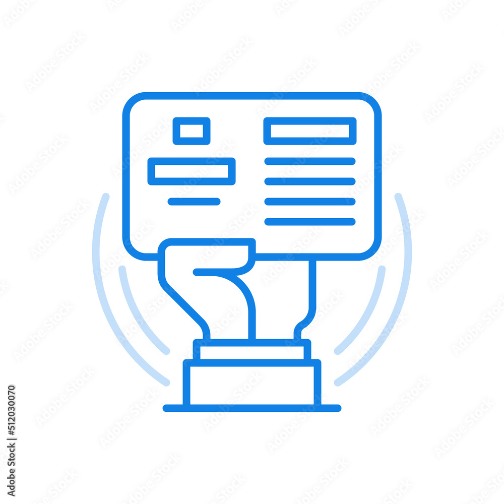 Hand holds electronic passport vector line icon. State document with chip identifying identity of bearer. Hand holds electronic passport vector line icon. State document with chip identifying identity of bearer.