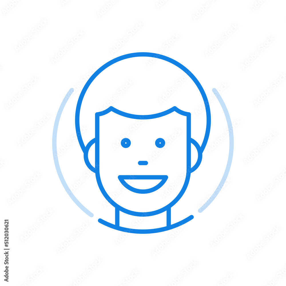 Happy young male avatar vector line icon. Stylish character with cheerful face. Happy young male avatar vector line icon. Stylish character with cheerful face.