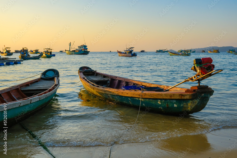 the fishing boats on the ocean