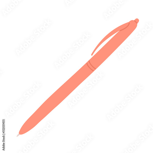Vector colorful illustration of red pen isolated on white background