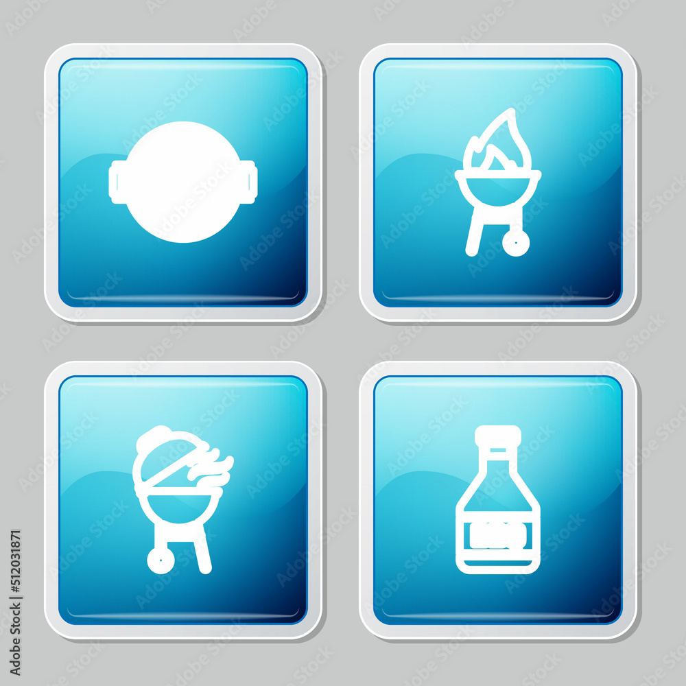 Set line Barbecue grill, , and Ketchup bottle icon. Vector Set line Barbecue grill, , and Ketchup bottle icon. Vector