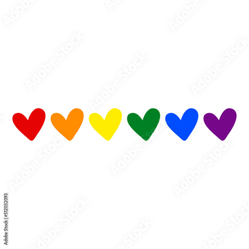 Set de corazones color arco iris. Bandera lgbt. Vector para evento del mes del orgullo. Logo orgullo gay