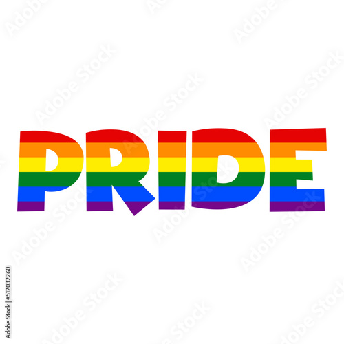 Banner con texto manuscrito Pride con bandera lgbt. Color arco iris. Vector para evento del mes del orgullo. Logo orgullo gay