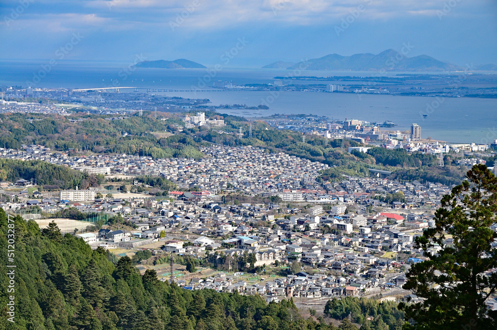 比叡山から見た琵琶湖西岸の景色
