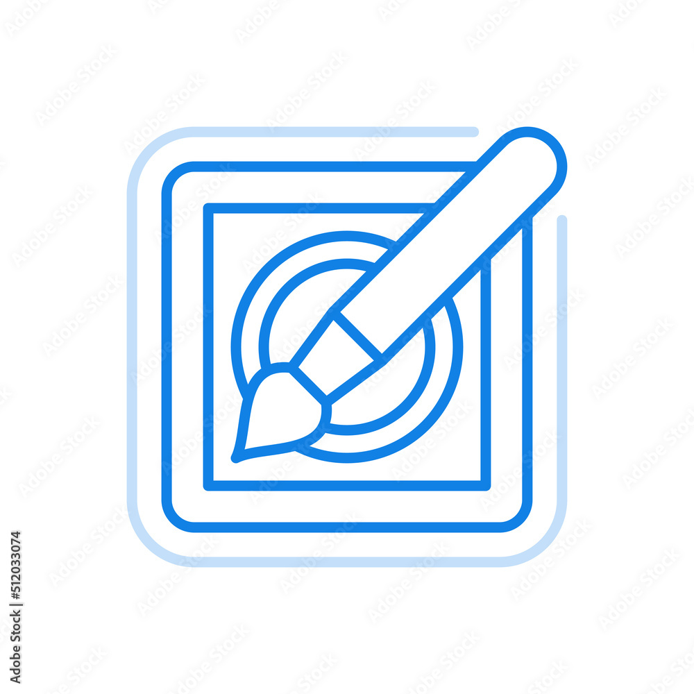 Art online design vector line icon. Brush lying on square stand. Art online design vector line icon. Brush lying on square stand.