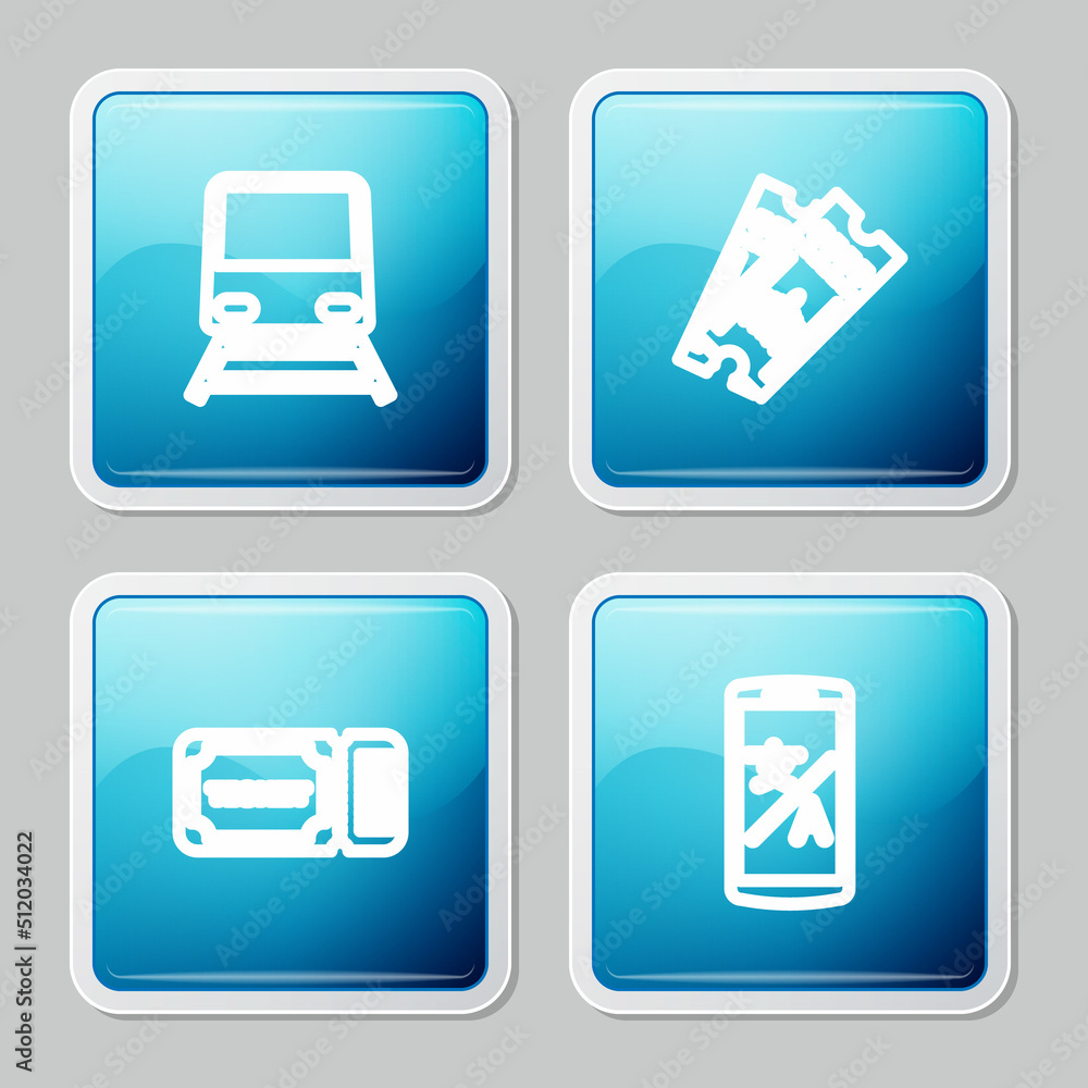 Set line Train, Airline ticket, Ticket and Online translator icon. Vector Set line Train, Airline ticket, Ticket and Online translator icon. Vector