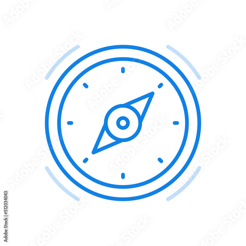 Compass vector line icon. Device for mobile navigation and travel.