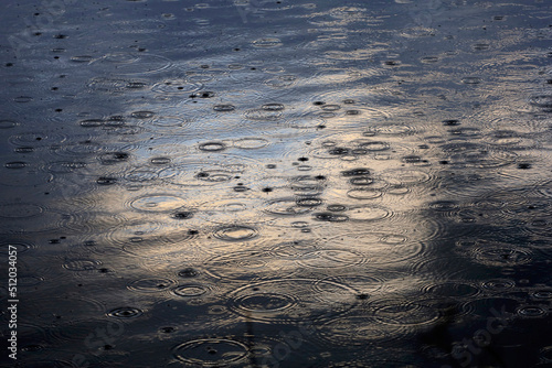 Rippled water surface during rain photo