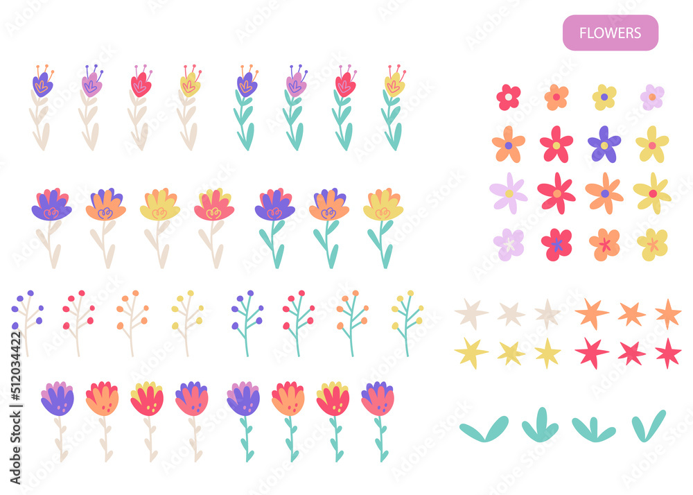Big set with flowers Big set with flowers