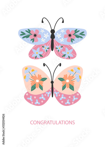 Card with decorative butterflies